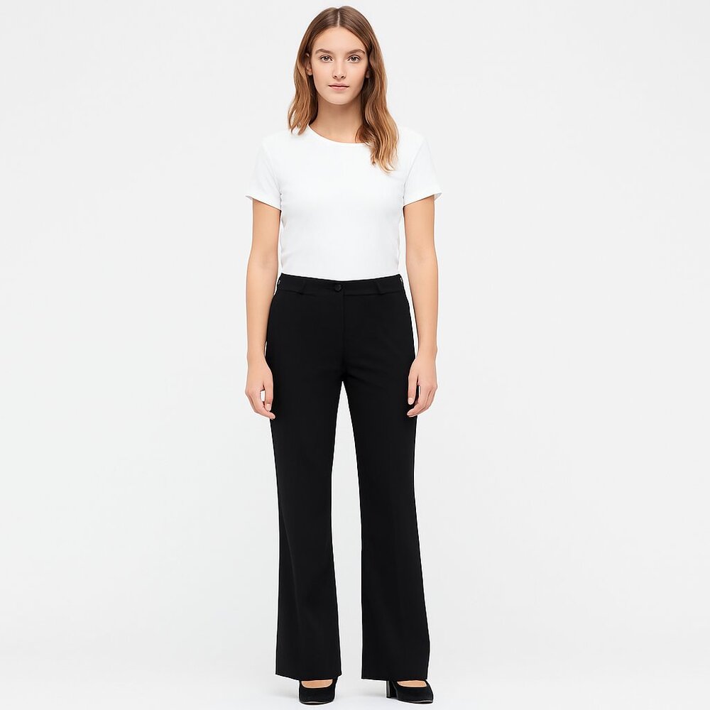 BANANA REPUBLIC Ultra-High Rise Modern Straight‎ Refined Pant in black size 8L